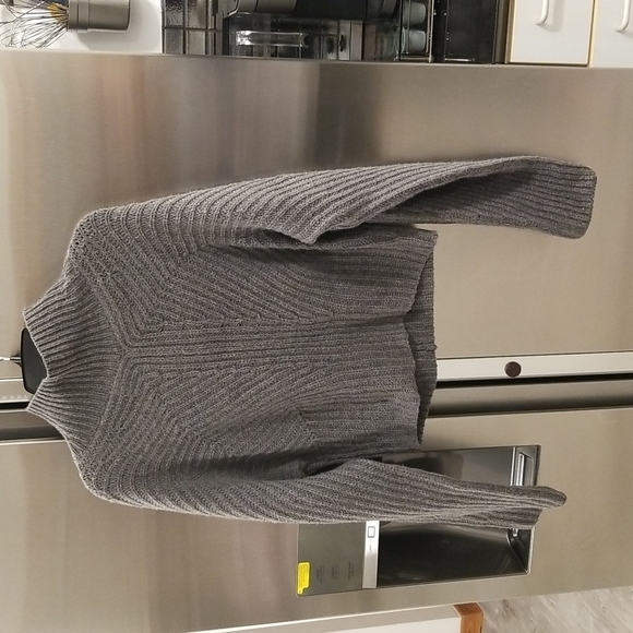 💕THEORY💕 Sculpted Knit Pullover Sweater Airy Wool Cashmere Grey Melange L NWT - Picture 10 of 16